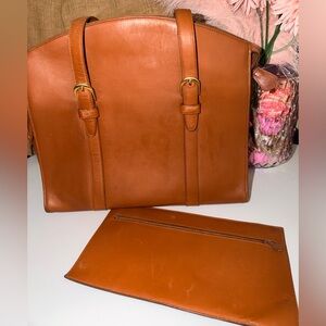 BALLY LUXURY BAG vintage Brown Soft LeatherTote shoulder Bag purse detachable